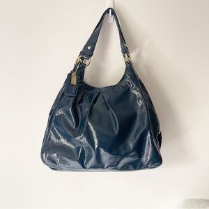 Blue Coach Patent Leather Maggie Bag